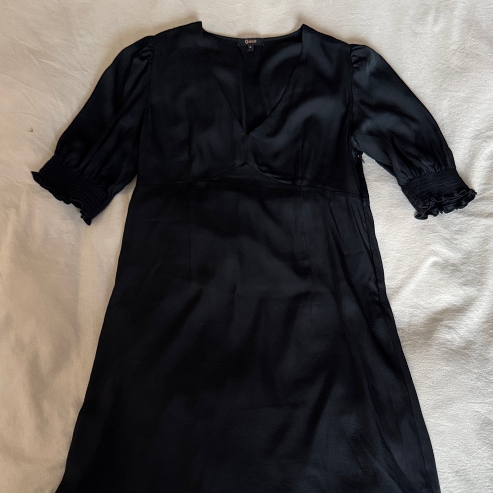 Quince Silk Black Long Sleeve Dress
